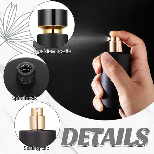 12 Pack 50 ml Glass Perfume Bottles and Refill Tools Set, Travel Perfume Atomizer Spray Bottles, Portable Empty Refillable Atomizer Decanters with Dispenser Transfer Kit (Black)