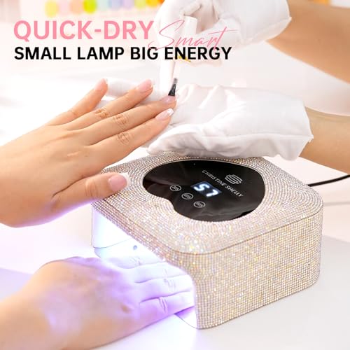 UV Nail Lamp, CHRISTINE SHELLY UV Light for Gel Nails, 48W Plug-in Mini Diamond Nail Lamp Nail Dryer with Touch Control Auto Sensor and 3 Timer Settings Nail Light Curing Lamp, Home