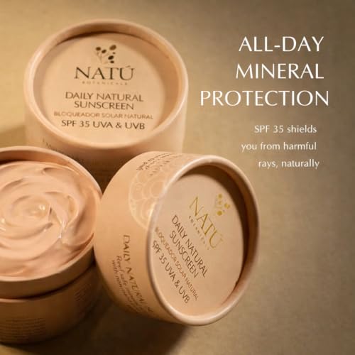 NAT? BOTANICALS Tinted Mineral Face and Body Sunscreen SPF 35 - Mineral Zinc Oxide Sunblock Lotion - Broad-Spectrum UVA & UVB Protection - Lightweight & Gentle for Sensitive Skin - Reef Safe