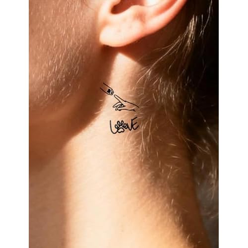 Semi Permanent Tattoos, 2 Sheets Realistic Tiny Temporary for Women Men, Fake Tattoos for Hand Arm Calf, Waterproof, No Reflective, Lasts 1-2 Weeks (Cute Pet Paw & Love Infinity Heart)