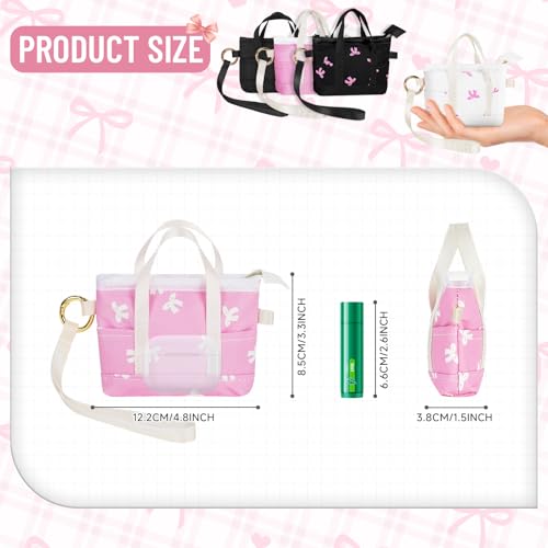 Rastogi Handicrafts Cosmetic Bags Set, 3 Piece Make Up Organizer Bag Storage Bags with Zipper Closure (3, Pink, Design-5)