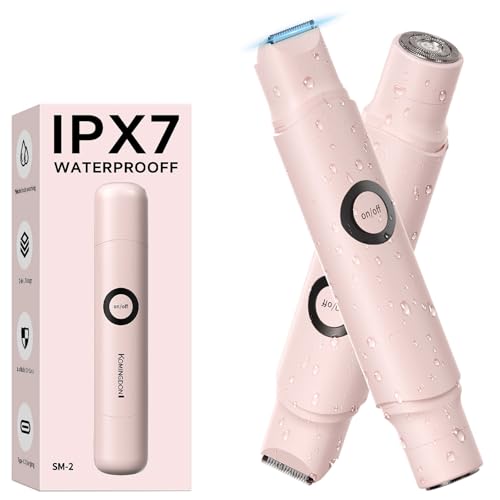 Bikini Trimmer for Women-Electric Razors for Women,Rechargeable Pubic Body Hair Trimmer,Waterproof Electric Shaver,Portable Lady Bikini Shaver for Legs, Body,Armpit, Facial, Gifts for Woman, Pink