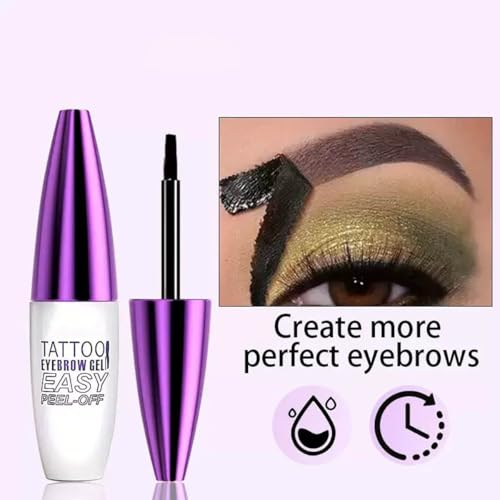 Light Brown Eyebrow Gel 2 Pack Tattoo Eyebrow Gel Easy Peel Off Long Lasting Smudgeproof Waterproof Eyebrow Gel Tint (02# Light Brown)