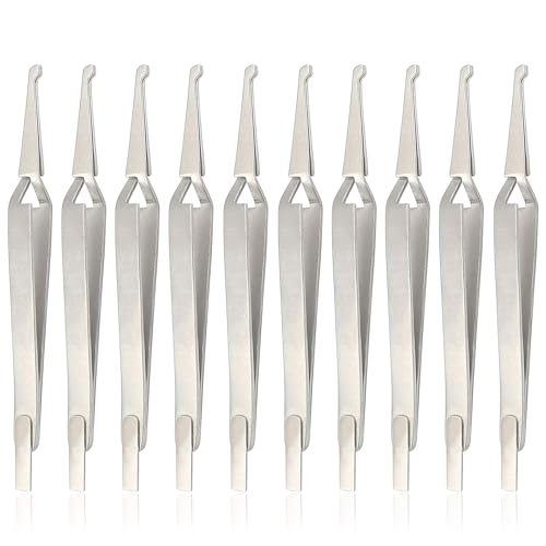 10 PCS Orthodontic Bracket Placer Self Holder Tweezers Reverse Action Tweezers (Long)