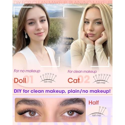 Lash Clusters Natural Cluster Eyelash Extensions Wispy Individual Eyelash Clusters 8-16mm CC Curly DIY Lash Extension Reusable Salon-effect Eyelash Extension for Clean Beauty by YDAGKH