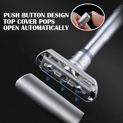 Adjustable Double Edge Safety Razor Shaving Kit for Men & Women - Shaving Brush, 10 Relacement Blades, Cleaning Brush & Razor Holder, Gift for Him, Boyfriend, Dad, Husband
