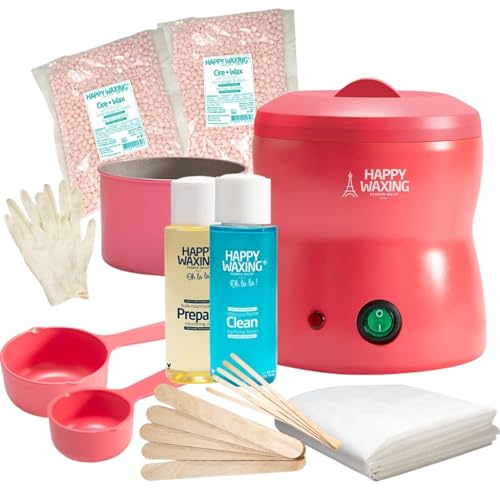 Premium Home Waxing Kit by Perron Rigot - The Original Pain-Free Hard Wax - Automatic Heater, Measuring Cups & Hypoallergenic Beads for Brazilian, Face & Body - Complete Salon Set