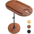 NiHome Bamboo Swivel Sofa Armrest Tray Table for Couch with Thickened Stable Base, Adjustable Height TV Tray Side Table with 360¡Æ Rotating for Bath Tub Hot Tub Bedside Balcony, Brown