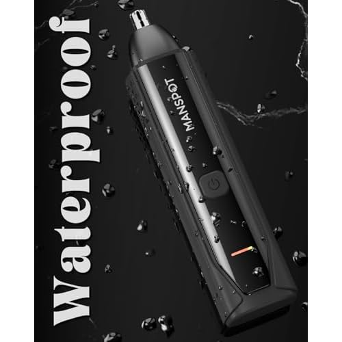 MANSPOT Nose & Ear Hair Trimmer for Men, 10000-RPM Electric Nose Trimmer for Men with Vacuum Cleaning System, IPX7 Waterproof, USB-C Charge, 90min Runtime,Magnetic Detachable Blade Head,Easy to Clean
