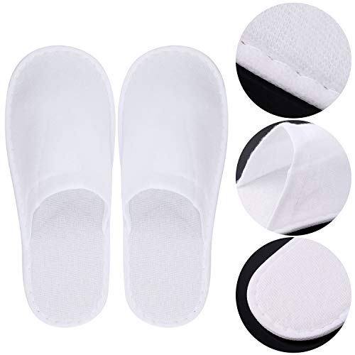 24 Pairs Spa Slippers Flip Flops Disposable Slippers for Hotel Guests Women Men Closed Toe Super Comfort White