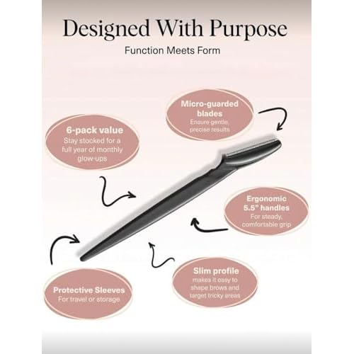 Professional Dermaplaner Set, Black Recycled Plastic, 12 Pack Face Razor for Men and Women, Multifunctional Facial Hair Trimmer and Exfoliating Tool with Stainless Steel Blade