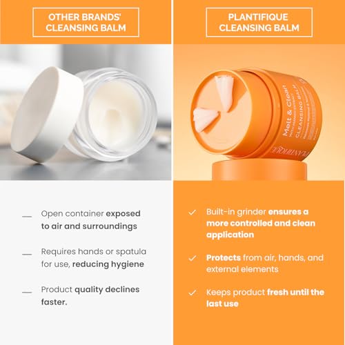PLANTIFIQUE Korean Cleansing Balm Makeup Remover with Mango & Papaya Extracts, Hyaluronic Acid and Ceramide - Nourishing Melting Cleanser for All Skin Types 1.41 oz / 40 g (Pack of 2)