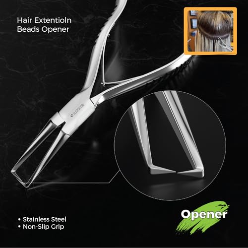 Suvorna Hair Extension Tools & Microlinks Hair Extensions Kit for Micro link & Micro Ring - Beads Opener, Beads Closener & Needle Hook Tool Kit - Japanese Steel Professional Hair Loop & Styling Tool