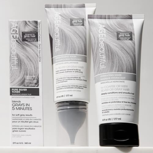 AGE beautiful Hydrating Mask for Wiry, Coarse Silver or Gray Hair, with Silk Amino Acids & Keratin, Deeply Condition & Reduce Frizz for Smooth, Shiny Hair