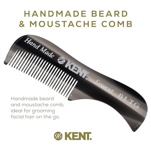 KENT A 81T Graphite X-Small Men's Beard Mustache Pocket Comb, Fine Toothed for Facial Hair Grooming and Styling. Hand-Made of Quality Cellulose Acetate, Made in England