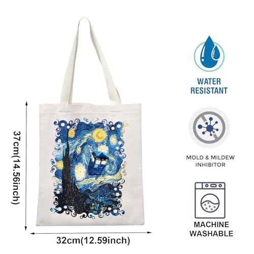 TOBGBE TV Show Gifts Police Box TV Show Inspired Canvas Bags For Women Doctor TV Show Merchandise For Fan