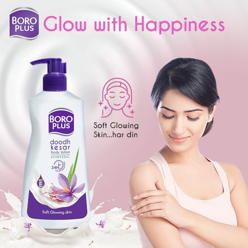 Boroplus Ayurvedic Body Lotion | with Milk & Saffron | Moisturizing Lotion for Dry Skin | Hydrates & Provide Soft and Supple Skin | 13.53 Oz/400ml