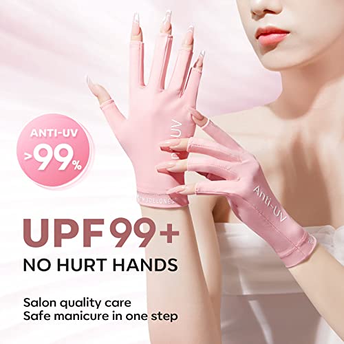 modelones Pink UV Gloves and GooseNeck UV LED Nail Lamp