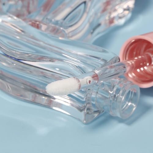 COSIDEA 9pcs Empty 2.5ml/0.08oz Pink lip gloss tubes with wand unique Wave shape lipgloss tube container small capacity for lip Tint DIY (9)