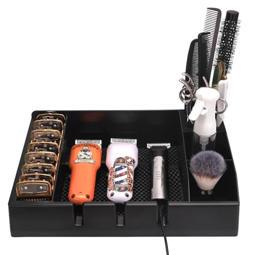 Professional Barber Tray Station ? Multi-Functional Hair Clipper & Trimmer Holder with Detachable Design, Non-Slip Base (12.87" x 8.9")