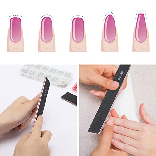 100 Pcs Black Nail Files 100/180 Grit Professional Double Sided Emery Boards Coarse and Medium Grit Rectangle Buffering File for Acrylic Nails
