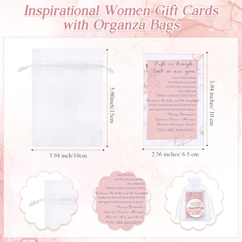 50 Set Women's Day Inspirational Compact Mirror Bulk Gift for Women Mini Makeup Pocket Mirror Employee Appreciation Gifts with Motivational Cards for Mother's Day Social Coworker Teacher (Pink)
