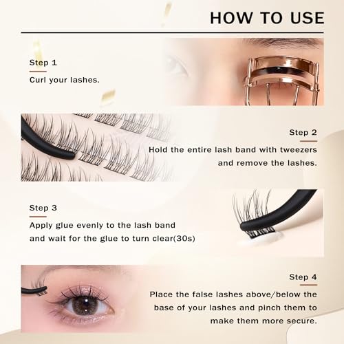 TOOCHUNAG Eyelash Clusters Lash Extension Kit Natural Cluster Eyelash Extensions Wispy Individual Lashes Clusters Kit with Clear Lash Glue and Eyelash Clusters Tweezers(180pcs)