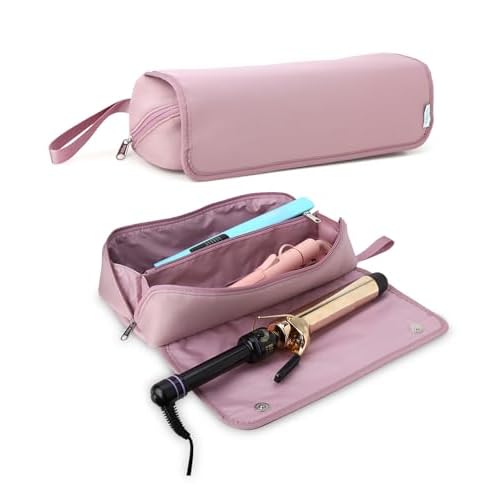 Bliss Womens Travel Heat Tool Bag - Lightweight Heat-Resistant Travel Case for Hair Dryer, Curling Iron, Hair Straightener & Styling Tools, Pink Gaze