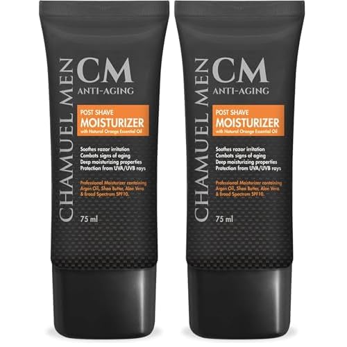 Anti Aging Daily Aftershave for Men - All Natural Mens Face Cream and Moisturizer with Argan, Shea & Aloe Facial Fuel for Sensitive, Dry, Oily or Combo Skin, 2.6 oz (Pack of 2)