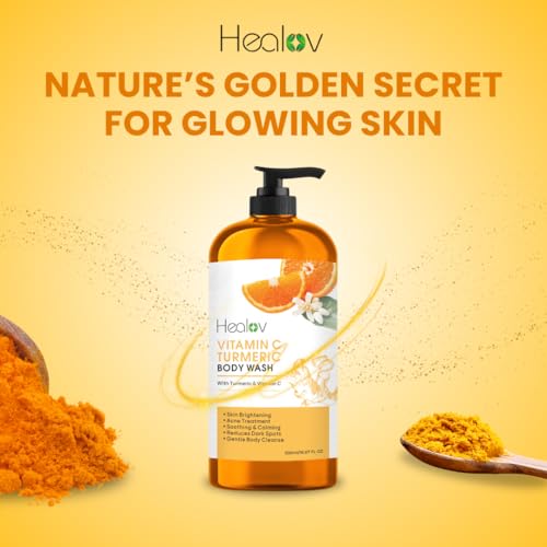 Turmeric Body Wash ? Natural Skin Brightening Soap for Dark Spots & Hyperpigmentation ? Exfoliating Turmeric Face & Body Wash for Scars, Glow & Gentle Daily Cleansing ? Plant-Based Liquid Bath Soap