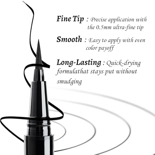 Liquid Eyeliner Set£¬12 Pack Matte Black Eye Liner Pen£¬Eye Ink Liner with Ultra-Fine Tip Makeup£¬Quick-Dry Eyeliner Pack£¬Glides on Smoothly£¬Smudge-Proof£¬Easy to Apply£¬Vegan Formula