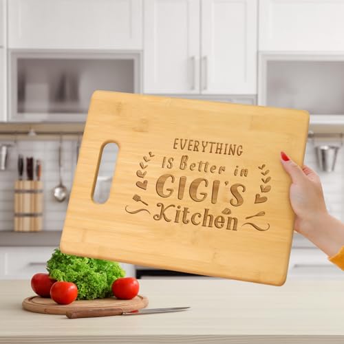 Gigi Gifts, Best Gigi Birthday Gifts from Grandkids - Unique Engraved Bamboo Cutting Board, Funny Birthday, Christmas or Mothers Day Gifts for Gigi