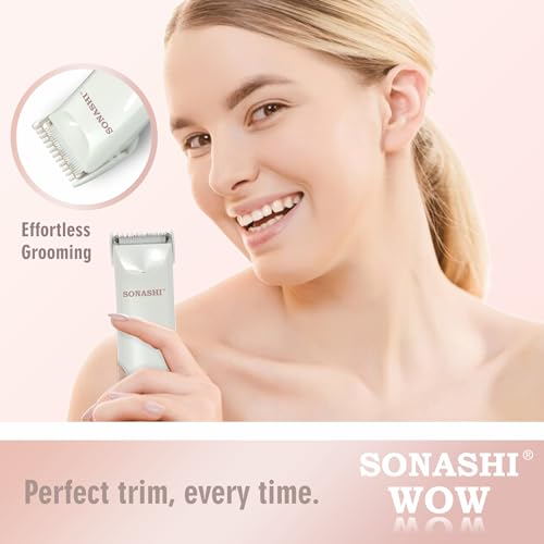 Electric Body Hair Trimmer - Groin Trimmer for Men - Bikini Trimmer Women - Wet/Dry Shaver Groomer, Rechargeable, Waterproof, Painless Hair Removal (White)