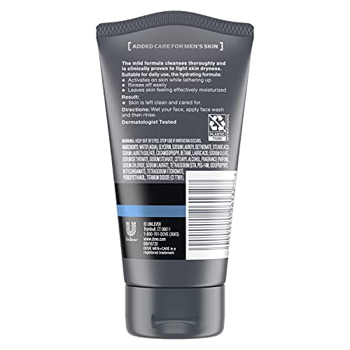 DOVE MEN + CARE Face Wash Hydrate Plus Skin Care,5 Oz,(Pack of 6)
