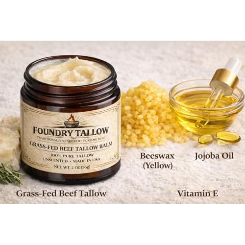 Balm - 100% Pure Grass-Fed Beef Tallow for Skin Care, Unscented, No Seed Oils, Traditionally Rendered Tallow Moisturizer for Skin - 2 oz (56 g)