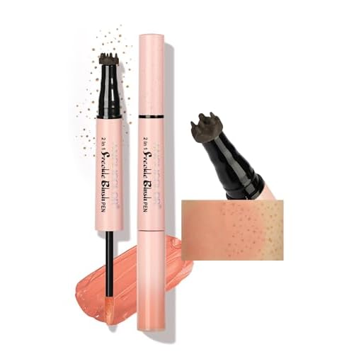 Anglicolor Freckle Pen, 2 in 1 Faux Freckle Stamp with Blush, Quick-drying, Waterproof, Long-Lasting, Natural Sun-Kissed Look for Beach Days Daily No-Makeup Look (01 Light Brown+Soft Nude Pink)