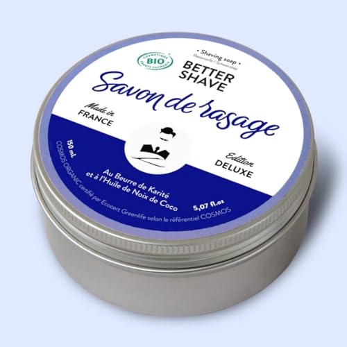 Better Shave Shaving Soap Puck | Vegan Luxury Dense, Rich & Creamy Lather Smooth Glide Traditional Wet Shave Cream Soap with Dense Lather, Grooming Routine Gifts Made in France 150ml