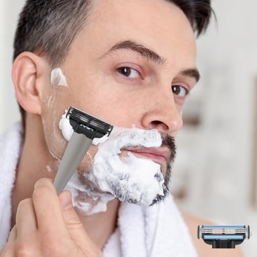 24 Pcs Razor Blade Refills for Men,Compatible with Ma-ch 3 Razor Blades Refill Disposable Blade Manual Beard Trimmer Safety Replacement Shaver Heads Set