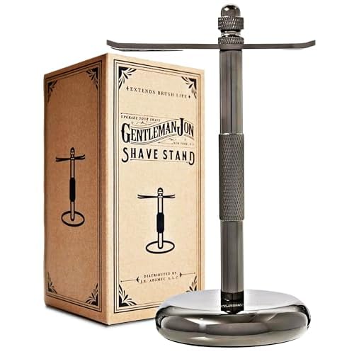 Gentleman Jon Shaving Stand for Razor & Brush for Men ? Heavy Duty Gunmetal Razor & Brush Stand, Weighted Base, Matches Wet Shave Kit & Storage, Shaving Kit, Shaver Holder, Beard Accessories for Men