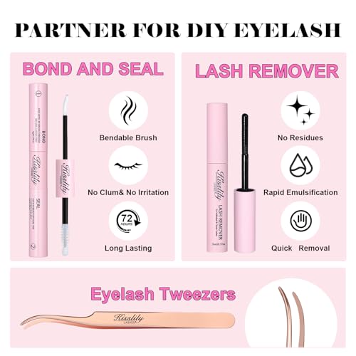 Flare Lashes With Invisible Band DiyNatural Eyelash Extension Kit Bond SealEyelash Glue and Lash Remover Beginner FriendlyIndividual Lashes Waterproof and Long lastingMakeup