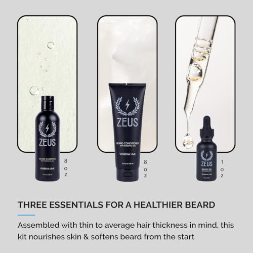 ZEUS Starter Beard Wash & Beard Oil Kit for Men, Softens, Hydrates & Moisturizes Facial Hair, Promotes Healthy Growth & Shine (Made In USA) Vanilla Rum