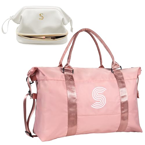 Initial Makeup Bags + Initial Overnight Bag, Gift for Her