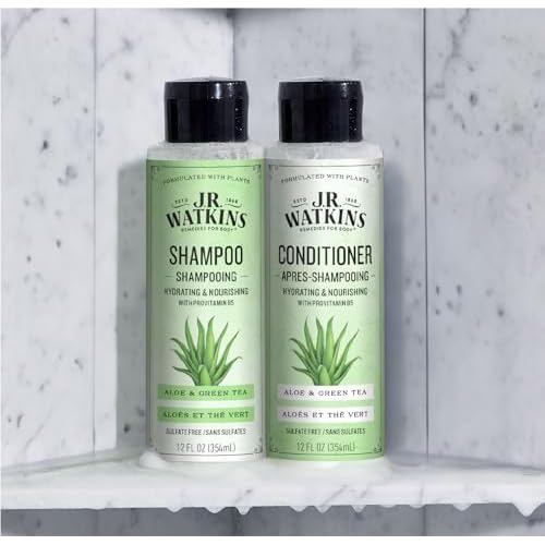 J.R. Watkins Daily Hydration Shampoo, Aloe & Green Tea - 12 fl oz (Pack of 2)