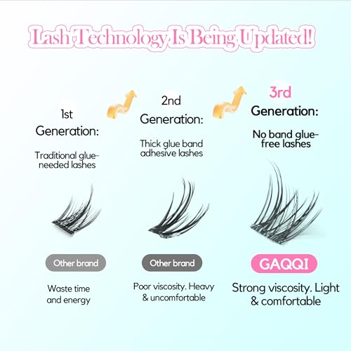 GAQQI Self Adhesive Eyelashes Clusters, No Glue Lash Clusters 10-16mm Wispy & Natural Cluster Lashes, No Band Press On Lashes, More Comfortable & Stronger Hold (Lace£©
