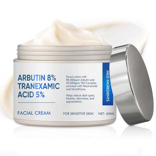 8% Arbutin & 5% Tranexamic Acid Cream - Advanced Brightening Face Moisturizer for Dark Spots & Uneven Skin Tone - Hydrating Facial Treatment for Radiant Complexion