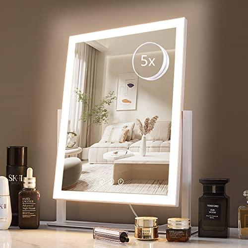 HIEEY Lighted Makeup Mirror, Hollywood Vanity Mirror, and 5X Magnification Mirror