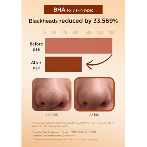 Hanskin PHA/BHA/AHA Trial Size Pore Cleansing Oil, Gentle Blackhead Cleanser and Makeup Remover for Combination and Oily Skin Travel Size Mini Makeup Remover Set [1 oz/Pack of 3]