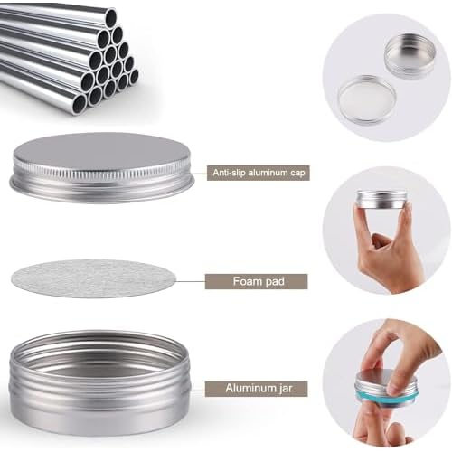 78 Pcs 2 Oz Aluminum Tin Cans Round Cans with Screw Lids, Refillable Cosmetic Metal Containers Food Candle Containers with Screw Tops for Crafts, Food Storage, DIY