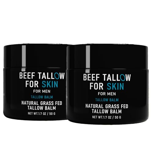 Beef Tallow for Skin, Beef Tallow Skin Care for Men, Mens Skincare Moisturizer for Face Neck Deeply Nourishing, Unscented Original Tallow Face Moisturizer for Men, 3.4 oz