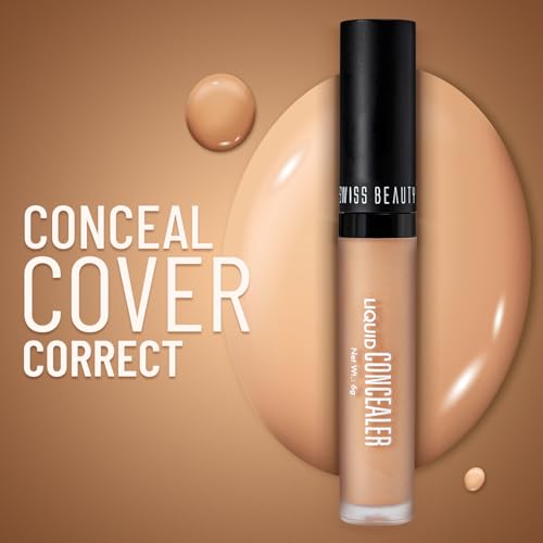 Swiss Beauty Liquid Light Weight Concealer With Full Coverage |Easily Blendable Concealer For Face Makeup With Matte Finish | Shade- Creamy Beige, 6g